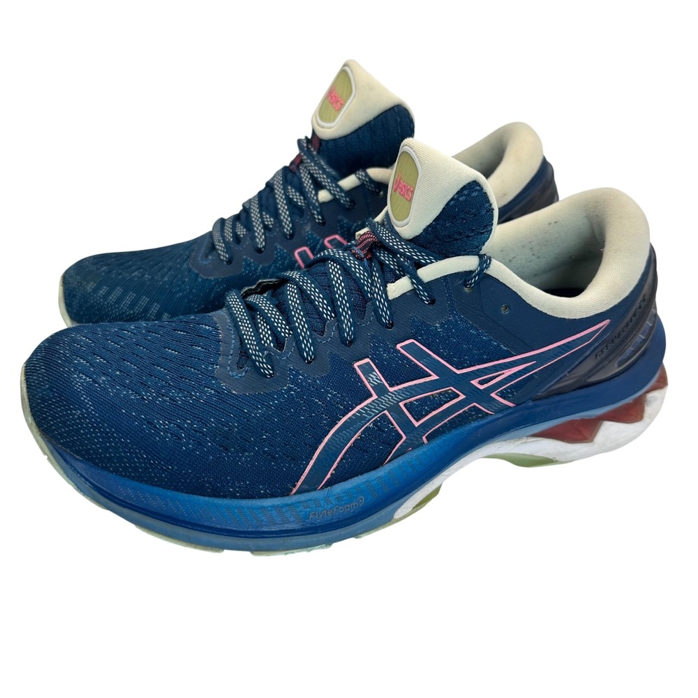 ASICS GEL-Kayano 27 Running Shoes Women 8.5 Blue Pink Athletic Training Sneakers
